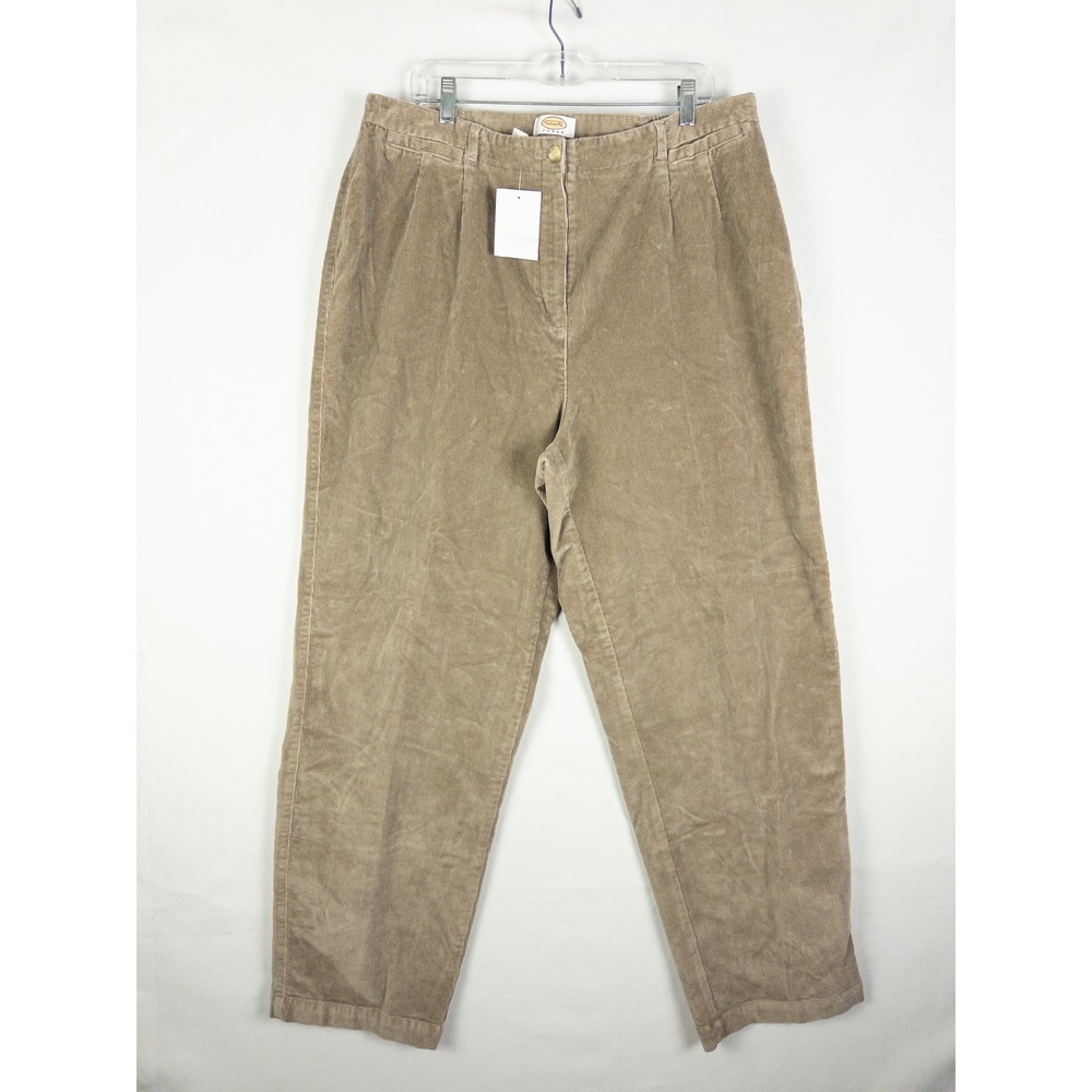 Talbots Woman Pleated Corduroy Stretch Pants Womens 20W Tan Relaxed Vintage Prep